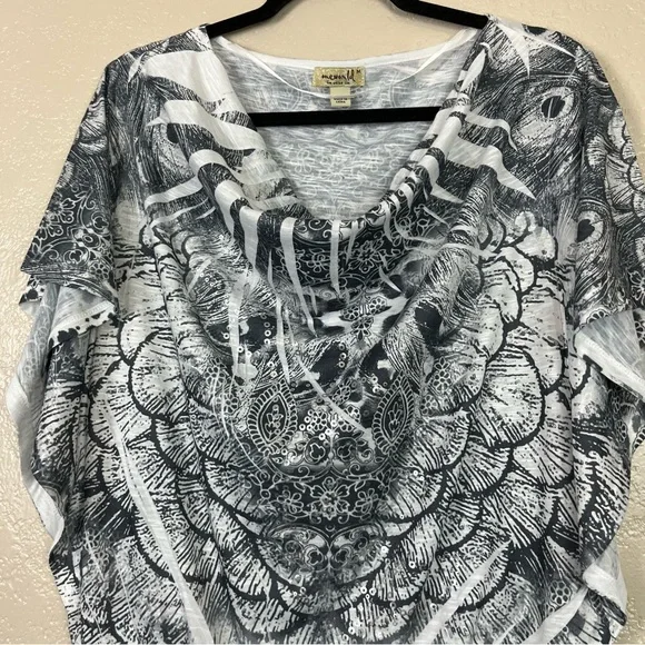 5 for $30 One world Women gray white floral blouse size M - Picture 15 of 16